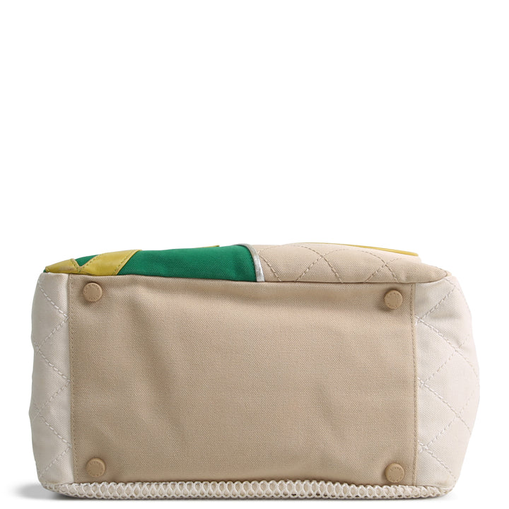 CHANEL Vintage White and Green Quilted No. 5 Tote Bag
