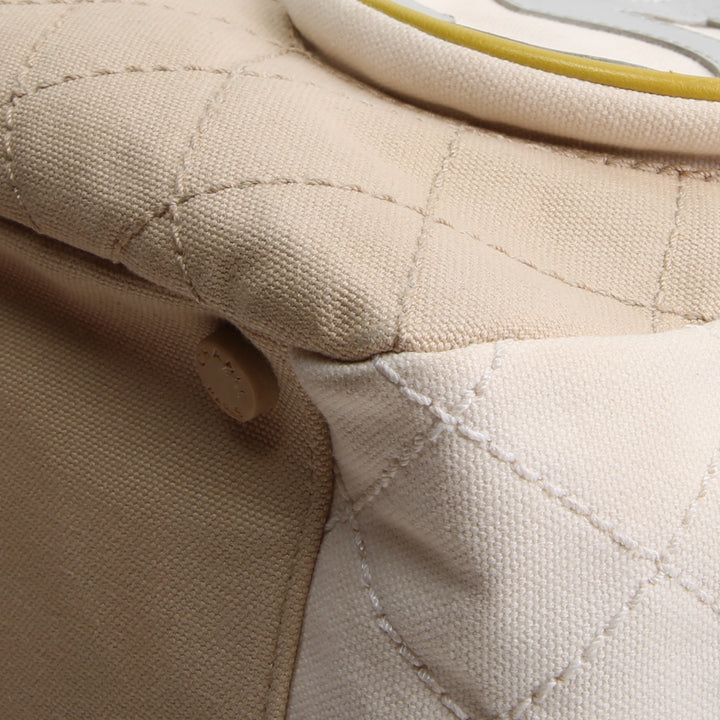CHANEL Vintage White and Green Quilted No. 5 Tote Bag