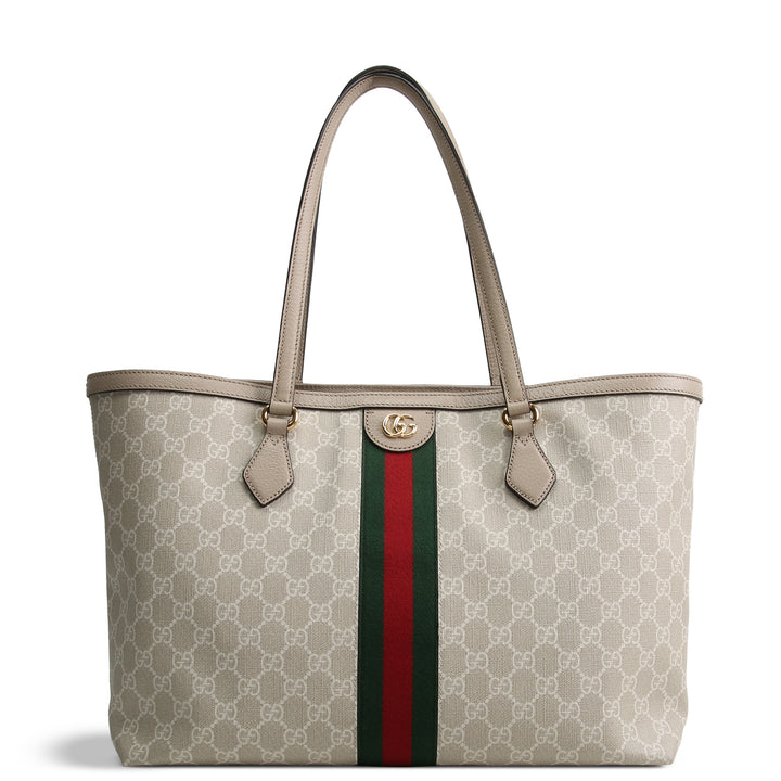 GUCCI GG Supreme Medium Ophidia Tote - Cream