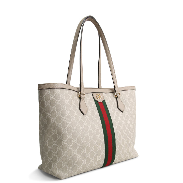 GUCCI GG Supreme Medium Ophidia Tote - Cream