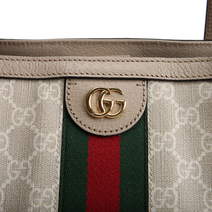 GUCCI GG Supreme Medium Ophidia Tote - Cream