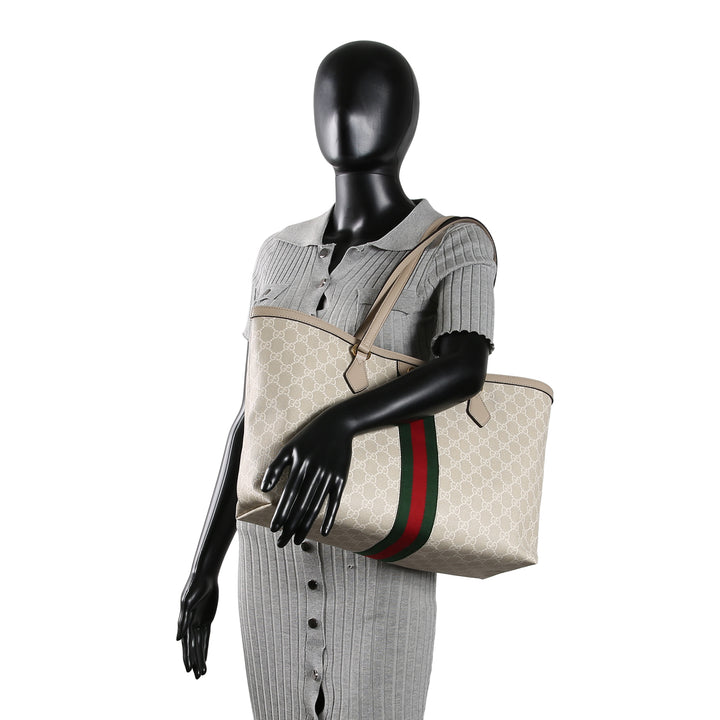 GUCCI GG Supreme Medium Ophidia Tote - Cream