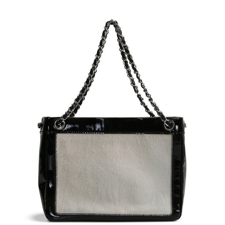CHANEL Patent Pony Hair Tote - Black/Ivory OUTLET FINAL SALE