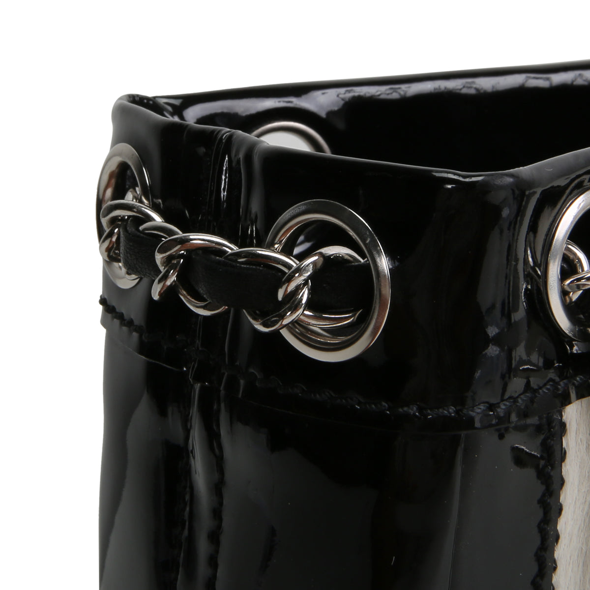 CHANEL Patent Pony Hair Tote - Black/Ivory OUTLET FINAL SALE