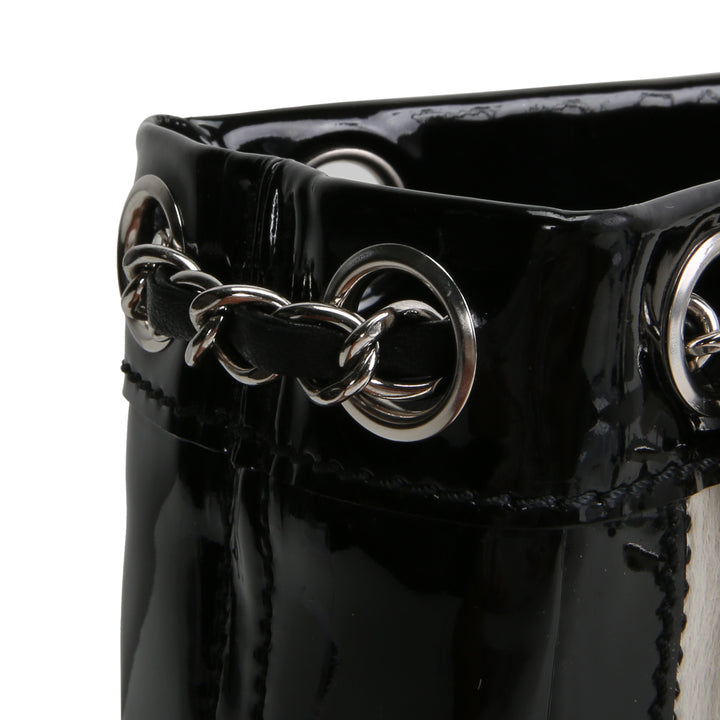 CHANEL Patent Pony Hair Tote - Black/Ivory OUTLET FINAL SALE