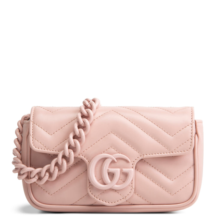 GUCCI GG Marmont Chain Belt Bag Monochrome Pink