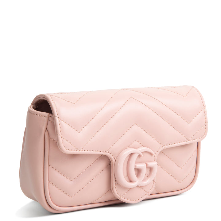 GUCCI GG Marmont Chain Belt Bag Monochrome Pink