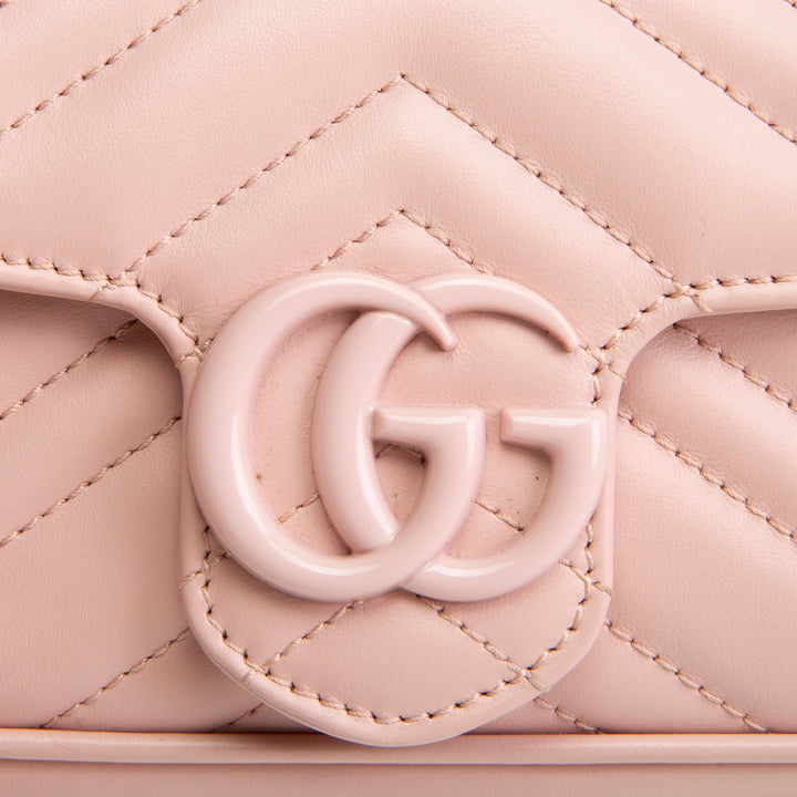 GUCCI GG Marmont Chain Belt Bag Monochrome Pink