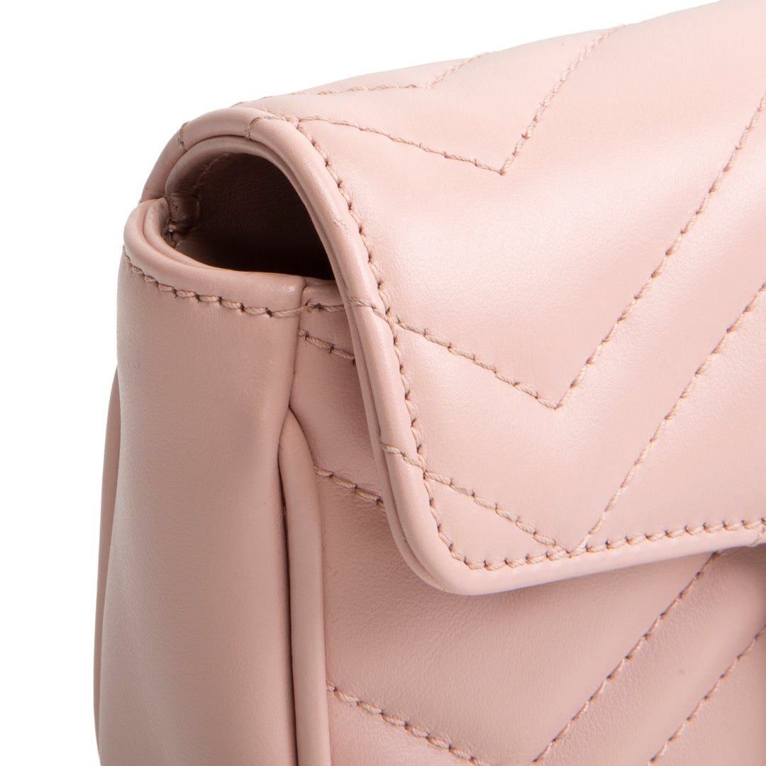 GUCCI GG Marmont Chain Belt Bag Monochrome Pink