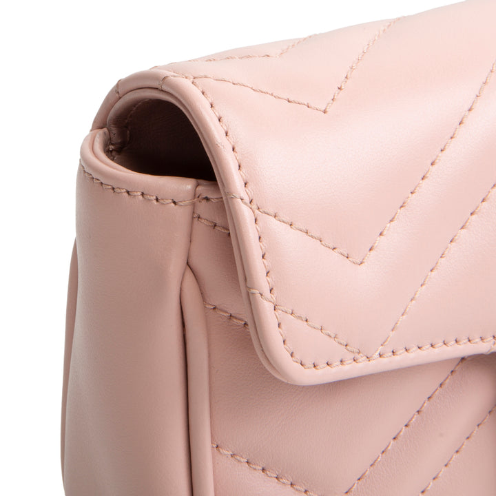 GUCCI GG Marmont Chain Belt Bag Monochrome Pink