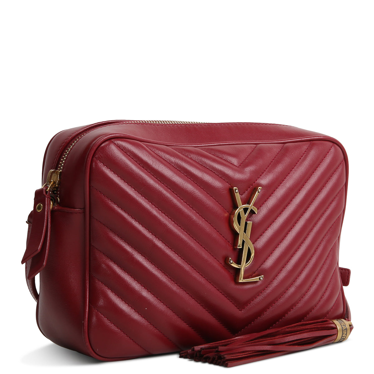 SAINT LAURENT Lou Camera Tassel Bag - Burgundy