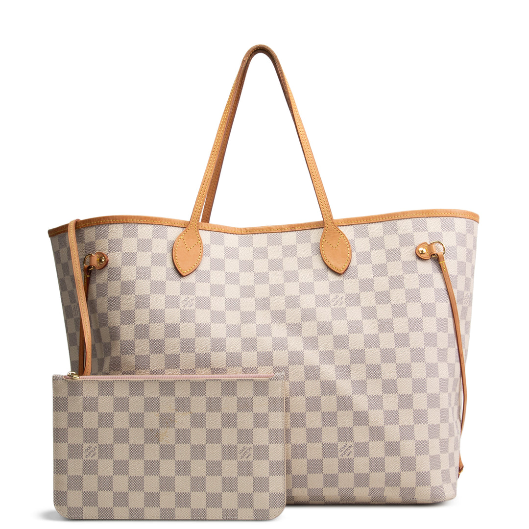 LOUIS VUITTON Neverfull GM Damier Azur w/ Pouch