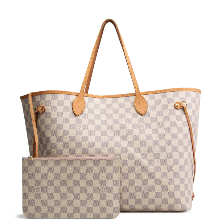 LOUIS VUITTON Neverfull GM Damier Azur w/ Pouch