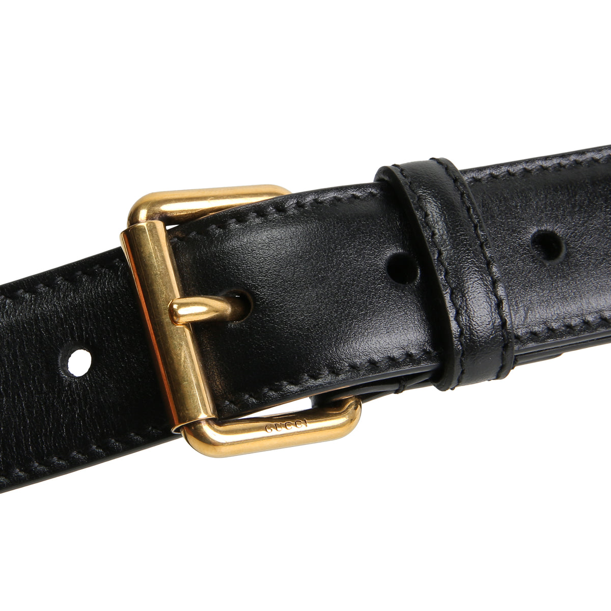 GUCCI Leather Buckle Belt - Black