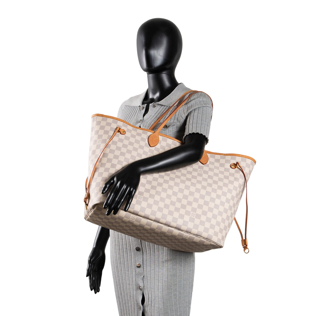 LOUIS VUITTON Neverfull GM Damier Azur w/ Pouch