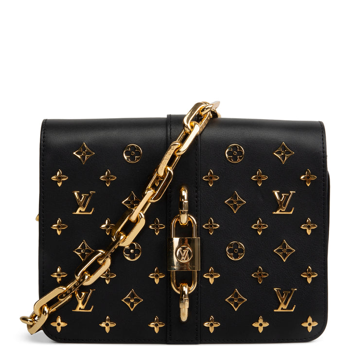 LOUIS VUITTON Calfskin Monogram Metal Rendez-Vous Shoulder Bag - Black