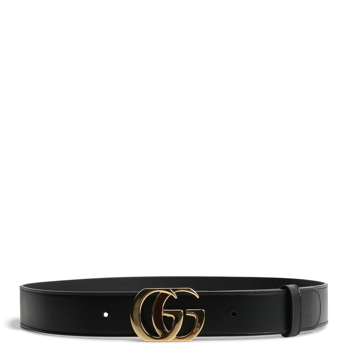 GUCCI Leather Cut GG Marmont Belt - Black