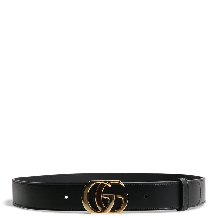GUCCI Leather Cut GG Marmont Belt - Black