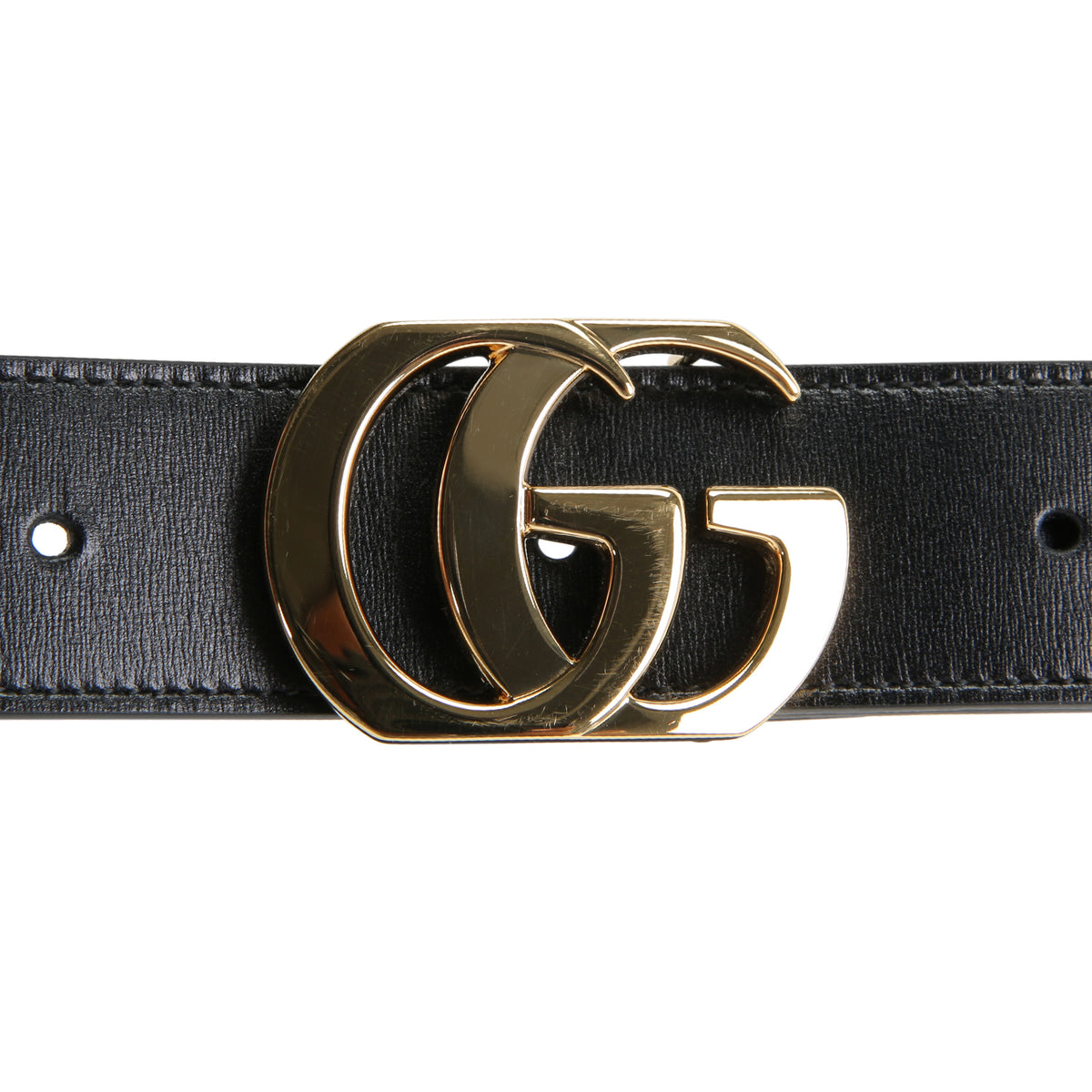 GUCCI Leather Cut GG Marmont Belt - Black