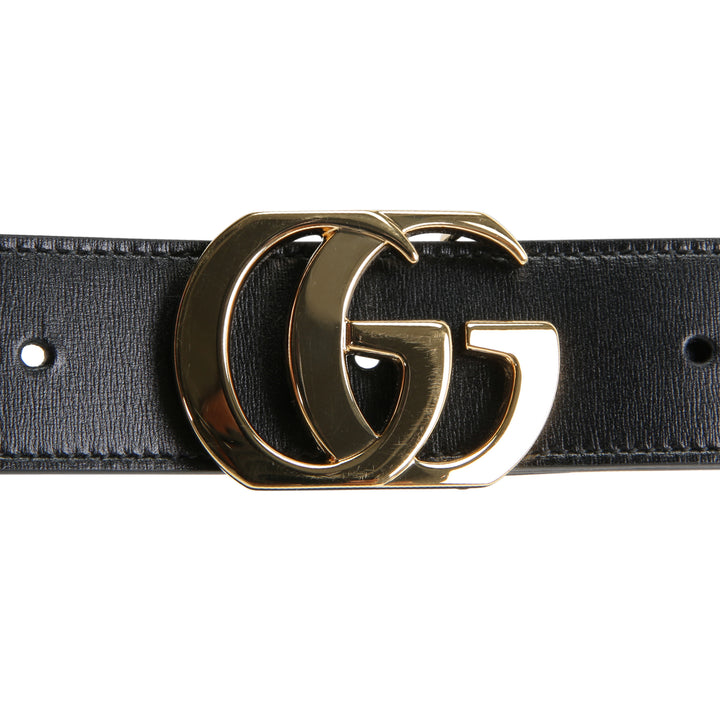 GUCCI Leather Cut GG Marmont Belt - Black