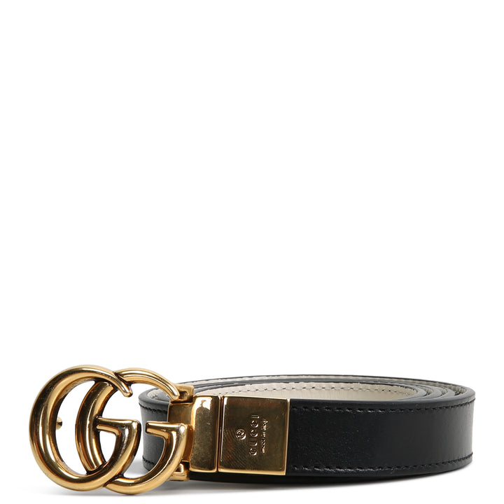 GUCCI GG Marmont Reversible 20mm Belt - Black/White