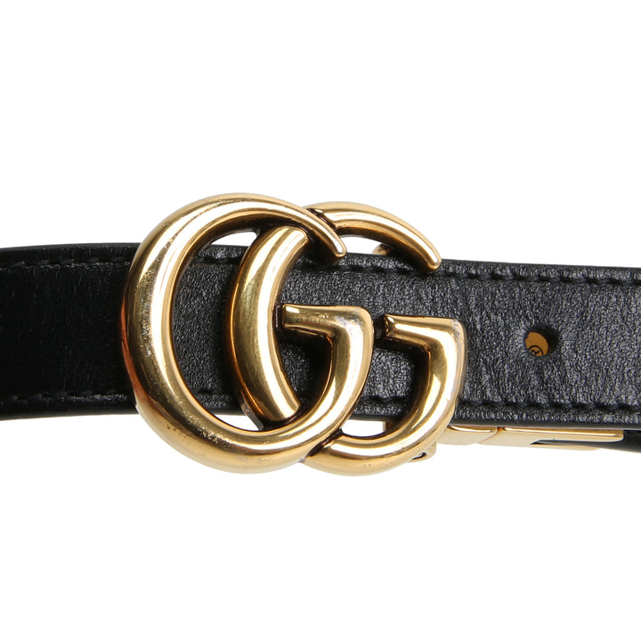GUCCI GG Marmont Reversible 20mm Belt - Black/White