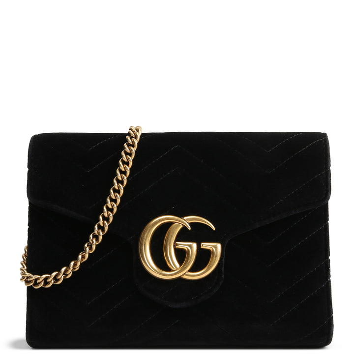 GUCCI Velvet Marmont Wallet on Chain - Black