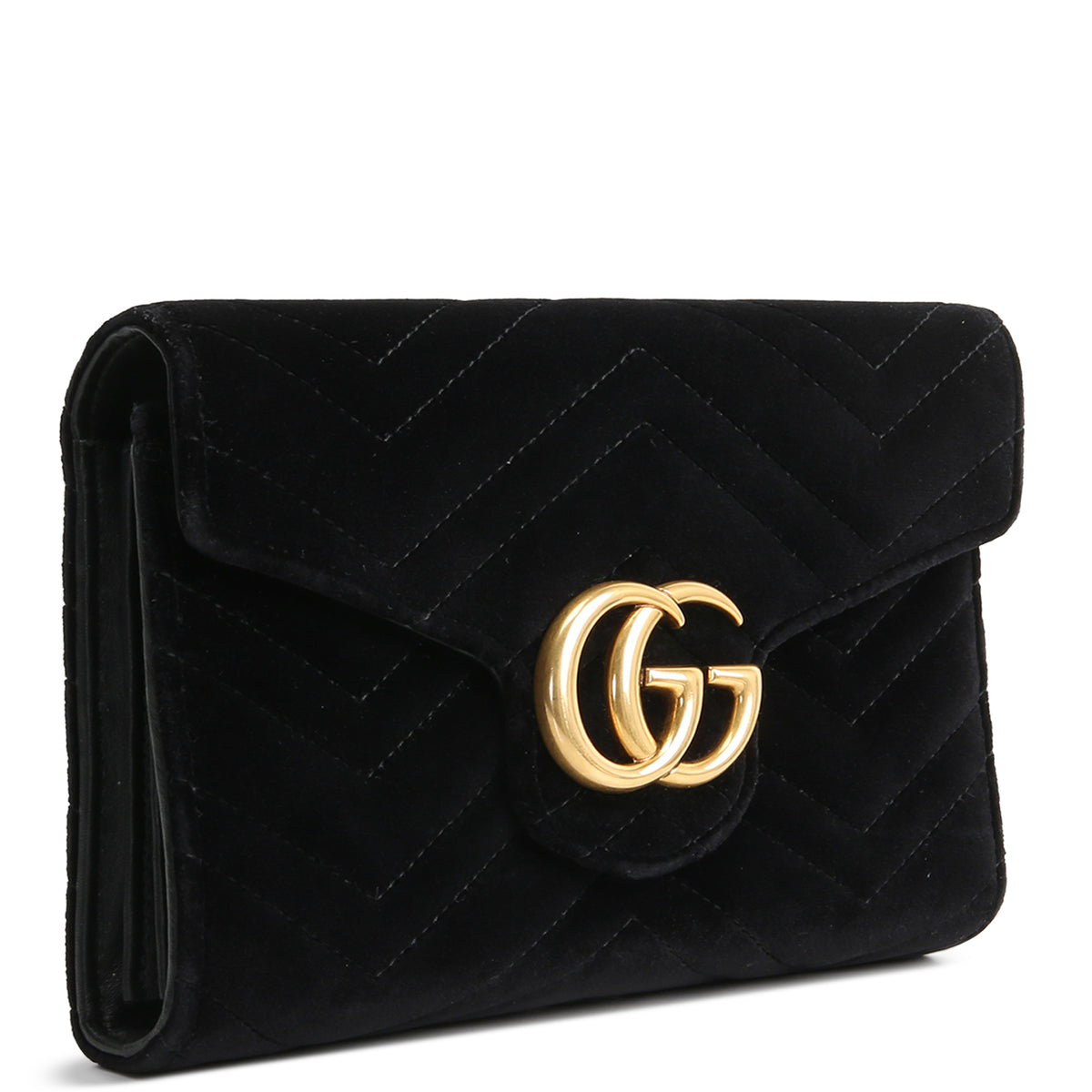 GUCCI Velvet Marmont Wallet on Chain - Black