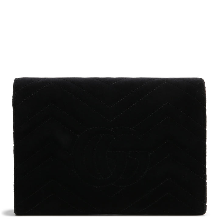 GUCCI Velvet Marmont Wallet on Chain - Black
