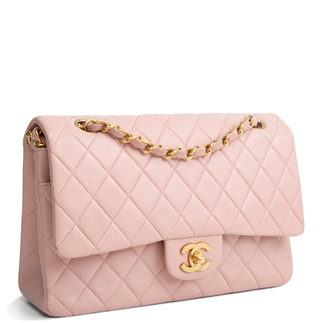 CHANEL Vintage Lambskin Medium Double Flap Bag - Pink OUTLET FINAL SALE