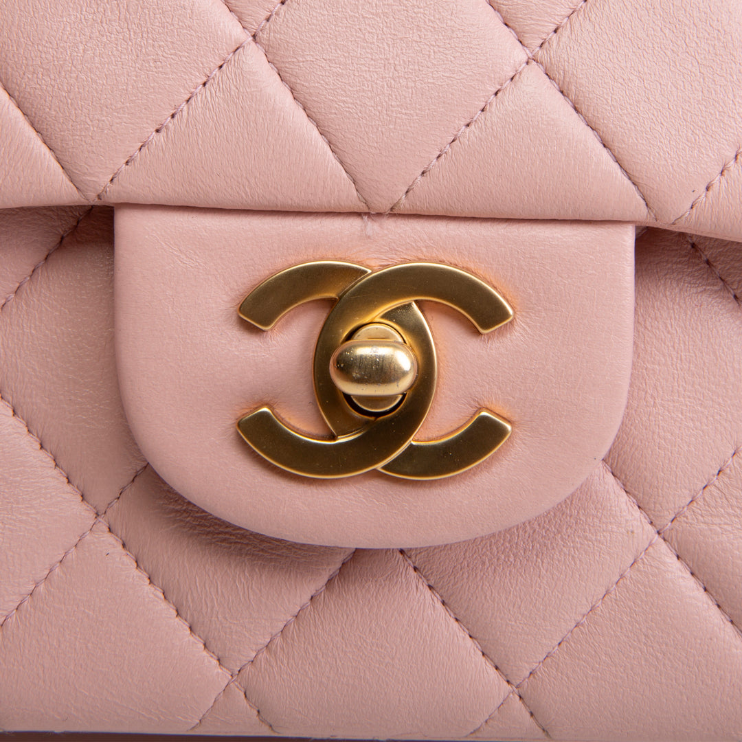 CHANEL Vintage Lambskin Medium Double Flap Bag - Pink OUTLET FINAL SALE