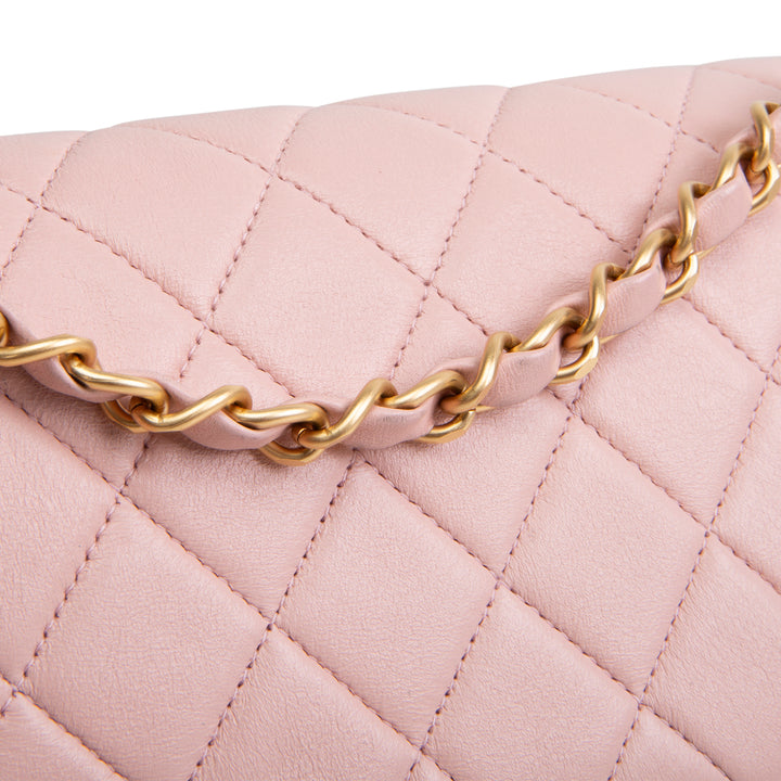CHANEL Vintage Lambskin Medium Double Flap Bag - Pink OUTLET FINAL SALE