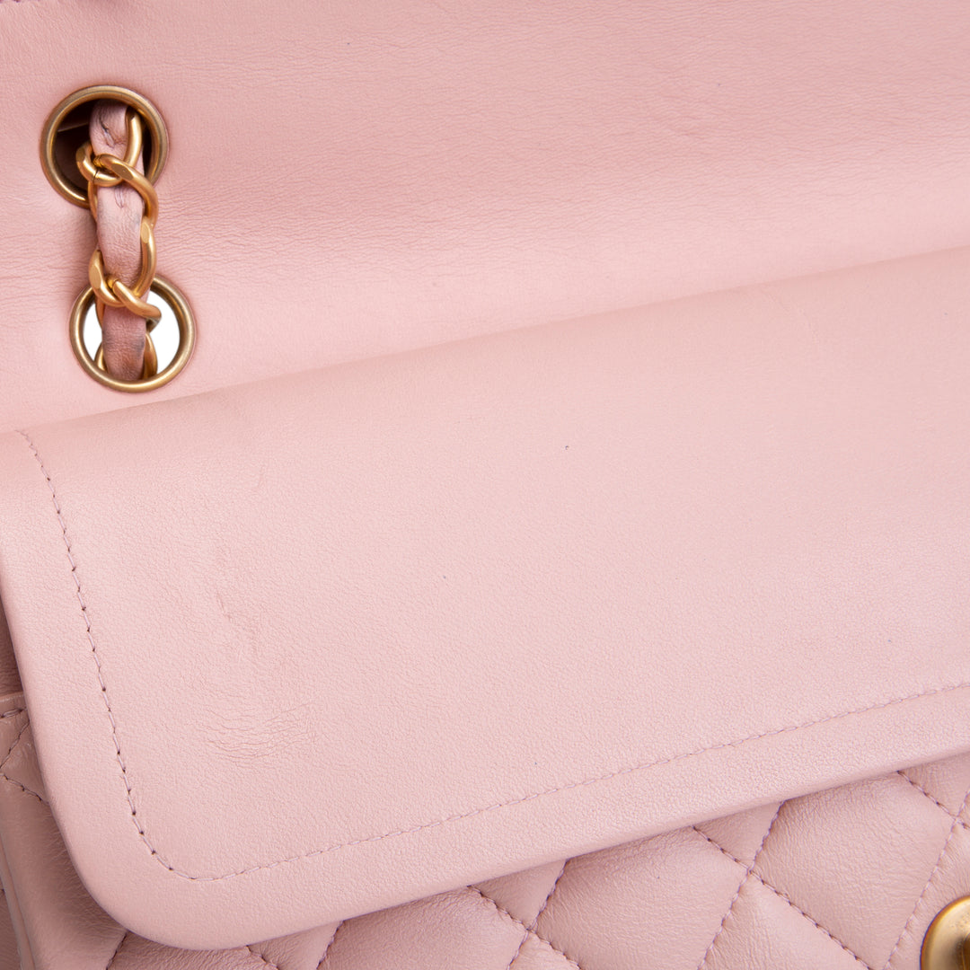 CHANEL Vintage Lambskin Medium Double Flap Bag - Pink OUTLET FINAL SALE