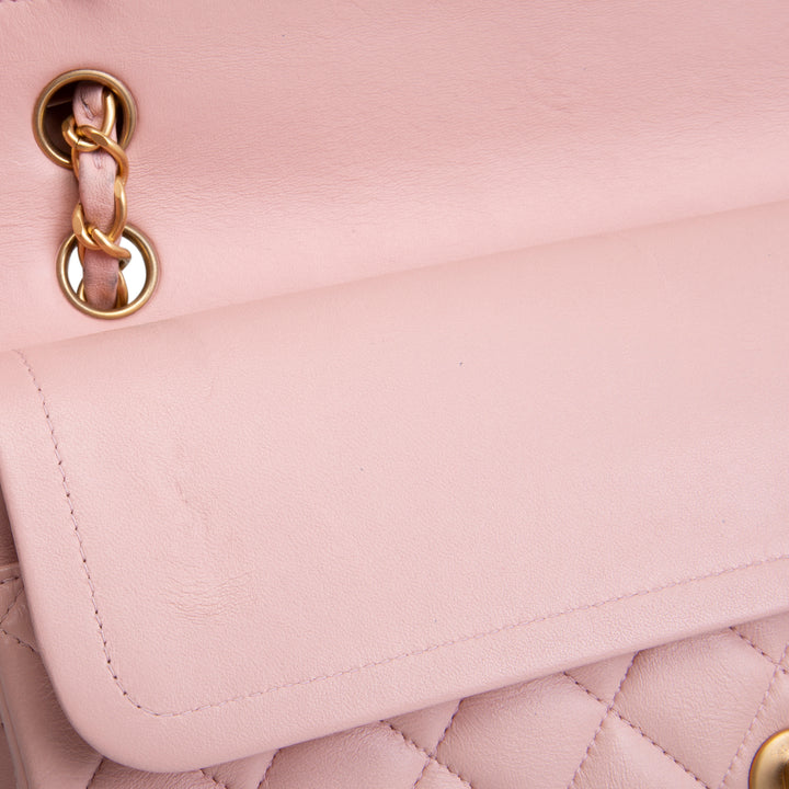 CHANEL Vintage Lambskin Medium Double Flap Bag - Pink OUTLET FINAL SALE