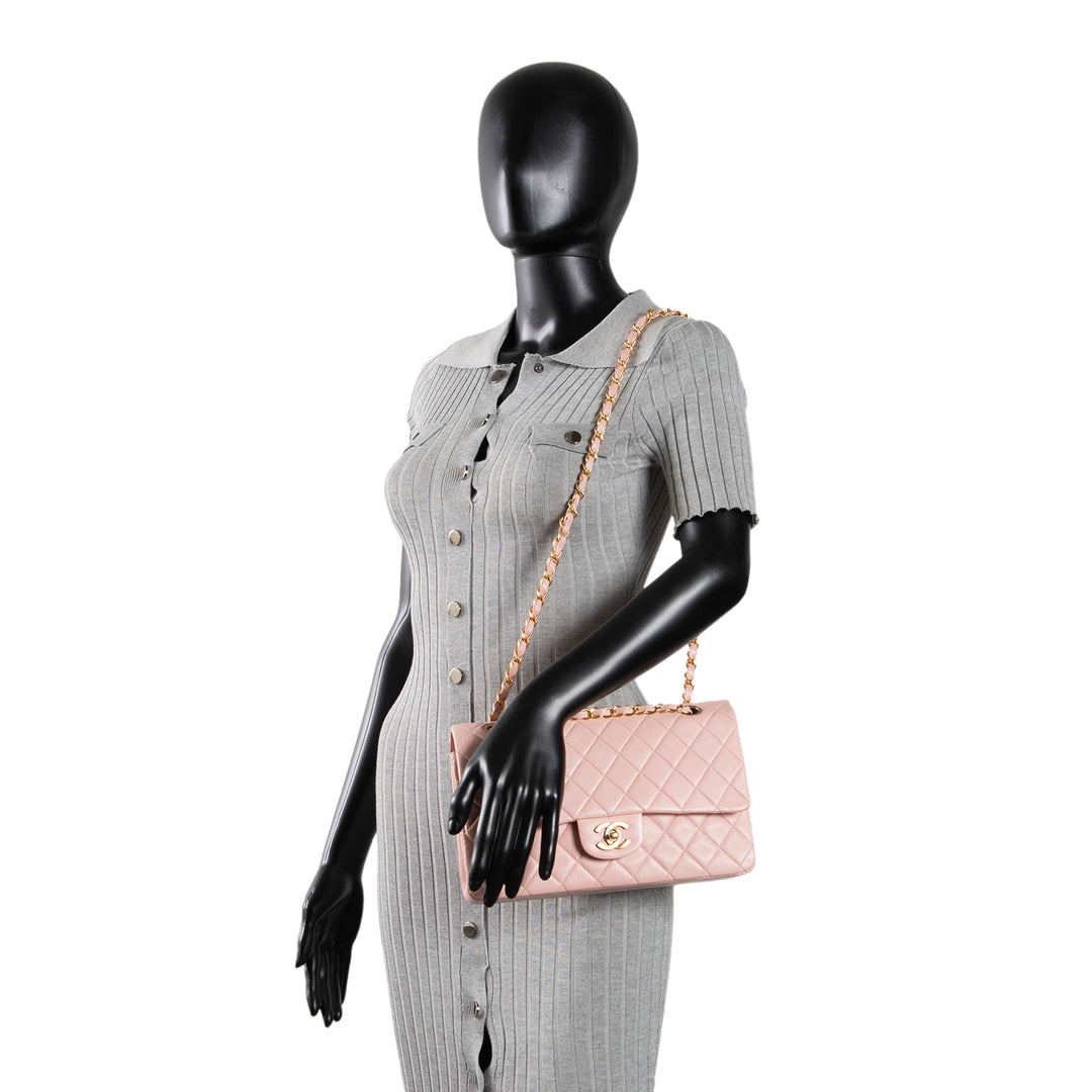 CHANEL Vintage Lambskin Medium Double Flap Bag - Pink OUTLET FINAL SALE