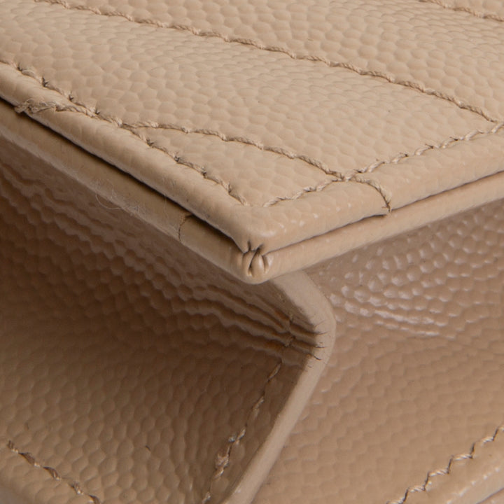 SAINT LAURENT Grain de Poudre Cassandre Envelope Chain Wallet - Nude