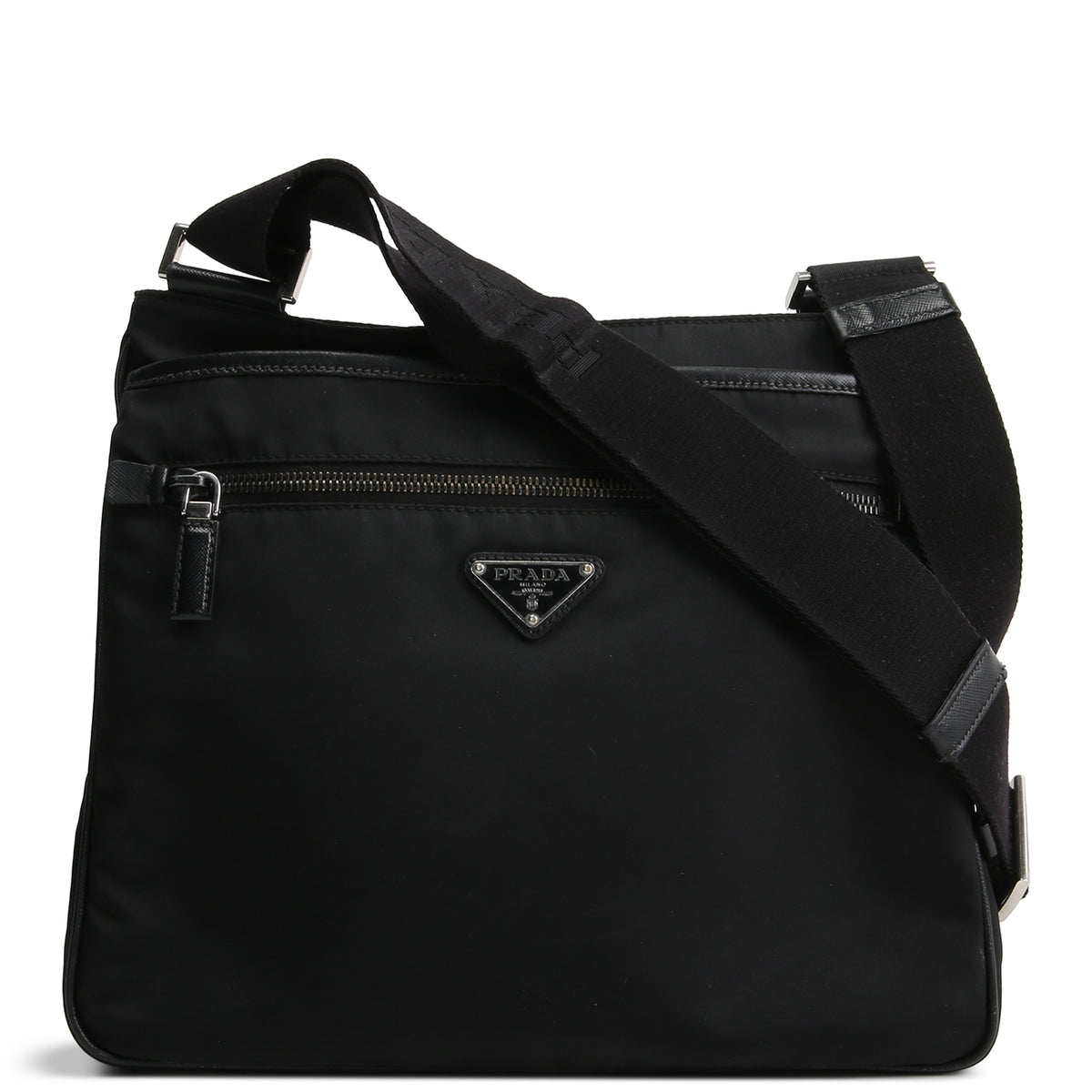 PRADA Tessuto Nylon Messenger Bag - Black