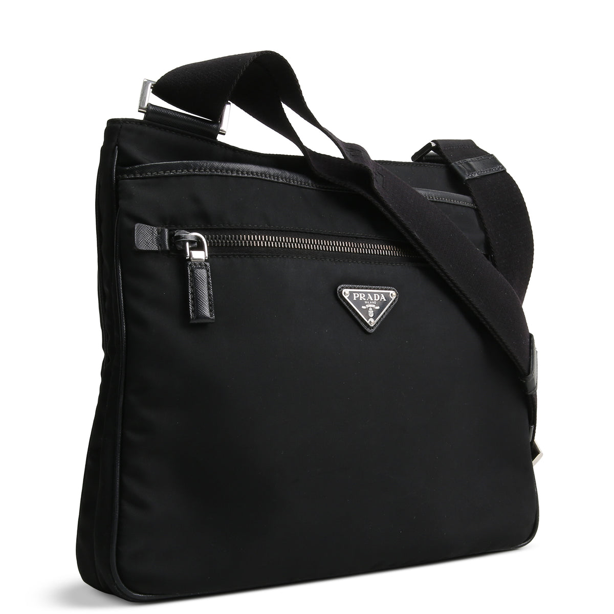 PRADA Tessuto Nylon Messenger Bag - Black