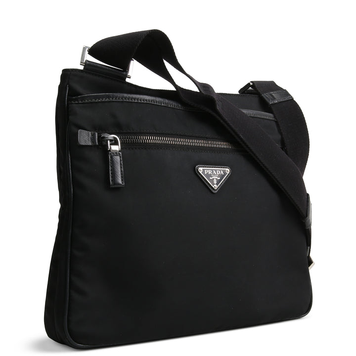 PRADA Tessuto Nylon Messenger Bag - Black