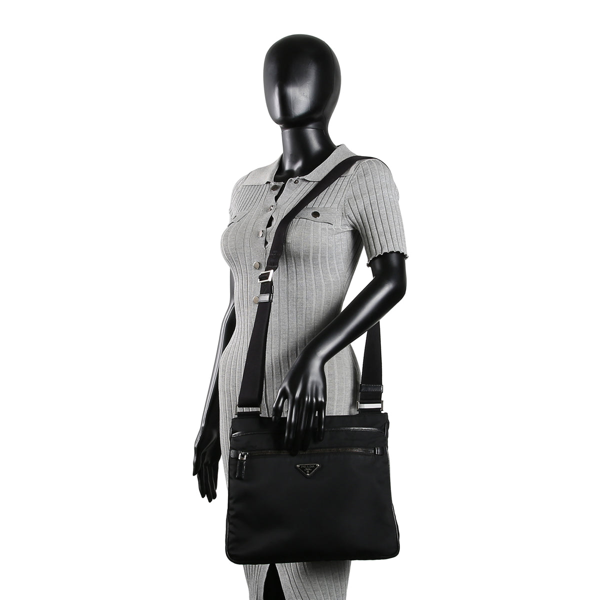 PRADA Tessuto Nylon Messenger Bag - Black