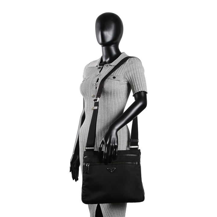 PRADA Tessuto Nylon Messenger Bag - Black