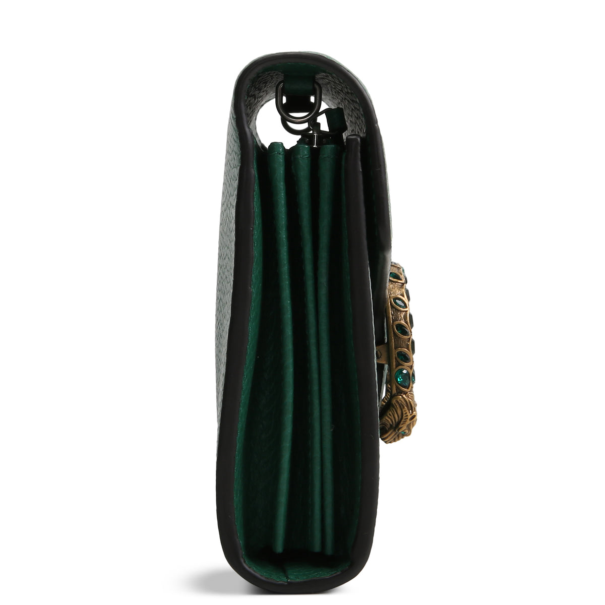 GUCCI Leather Dionysus Crystal Wallet On Chain - Green