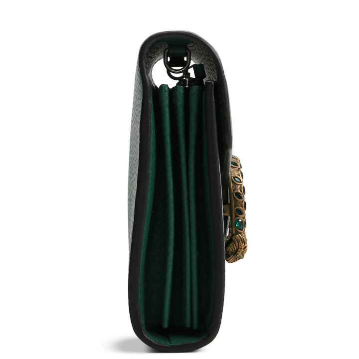 GUCCI Leather Dionysus Crystal Wallet On Chain - Green