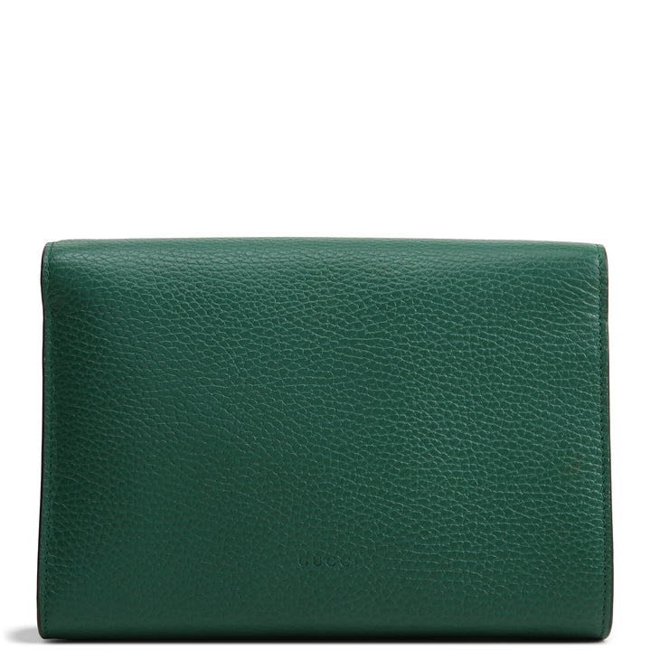 GUCCI Leather Dionysus Crystal Wallet On Chain - Green