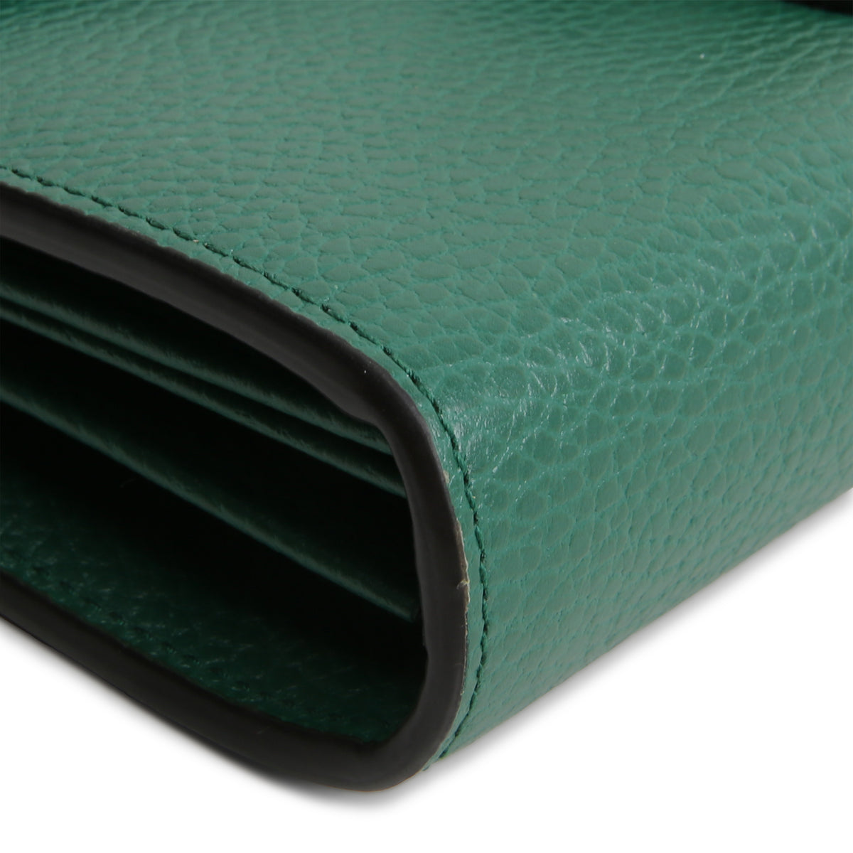 GUCCI Leather Dionysus Crystal Wallet On Chain - Green
