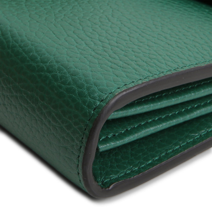 GUCCI Leather Dionysus Crystal Wallet On Chain - Green