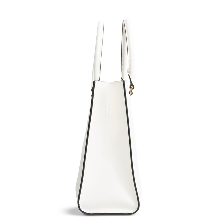 PRADA Saffiano Lux Embossed Logo Tote w/ Strap - Ivory