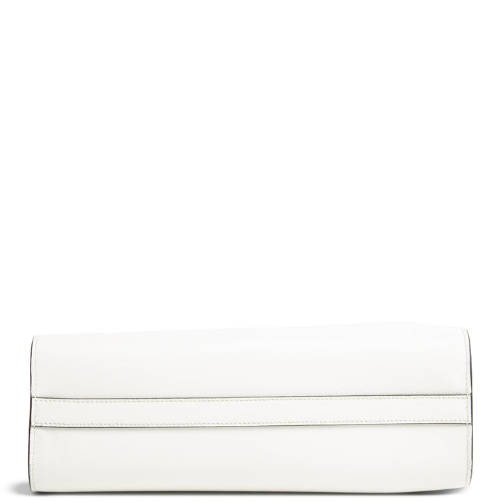 PRADA Saffiano Lux Embossed Logo Tote w/ Strap - Ivory