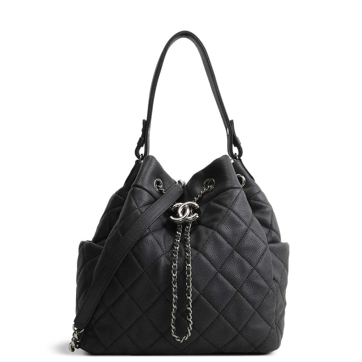CHANEL Top Handle Bucket Bag w/ Strap - Charcoal