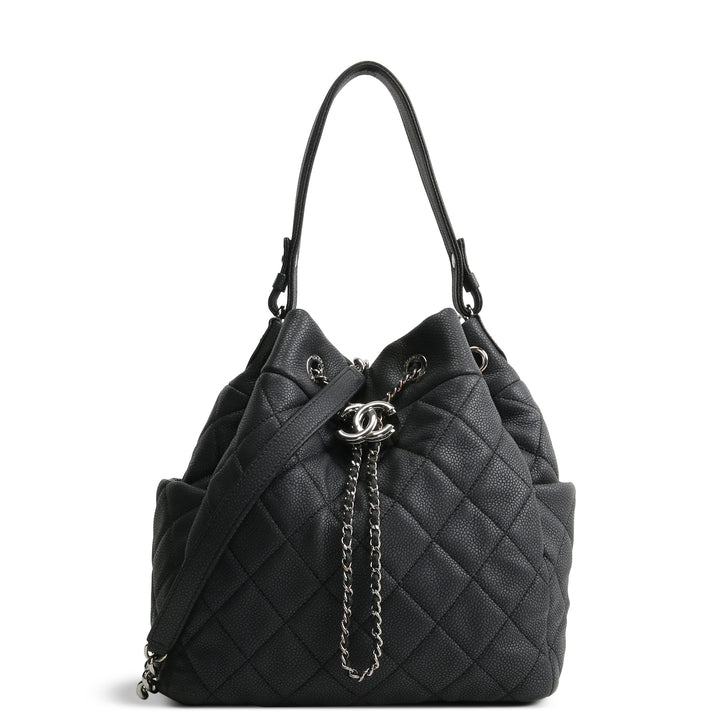CHANEL Top Handle Bucket Bag w/ Strap - Charcoal